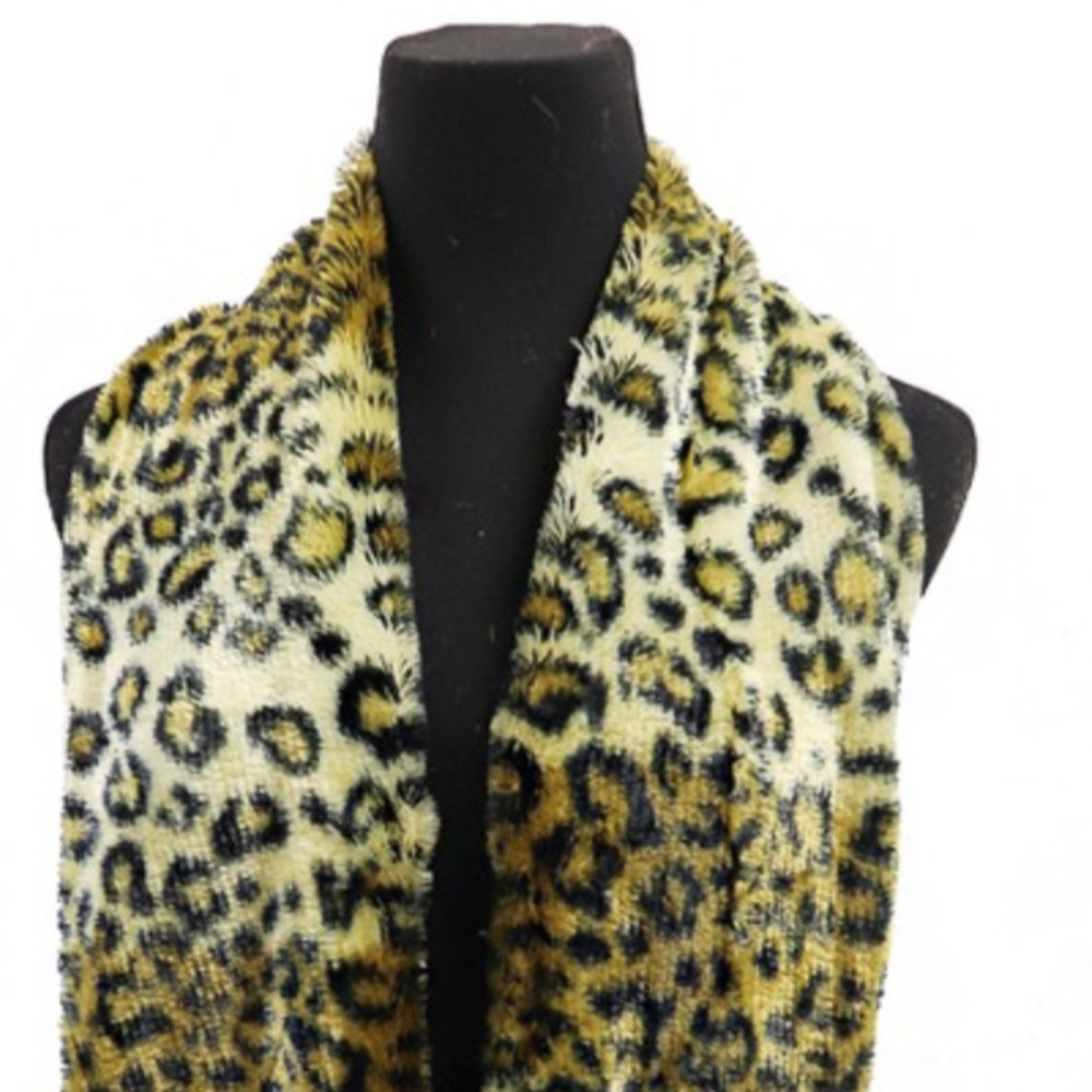 🎁 Animal Print Leopard Plush Faux Fur Soft Scarf - Picture 6 of 7